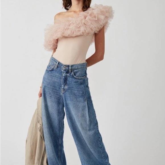 Sale!▪️NWT Free People Big Love Tulle Bodysuit - Dusty Pink - Picture 6 of 11